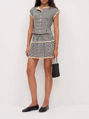 Reformation Valetta Two Piece In Beacon Check, NWOT, NEVER WORN, NO FLAWS.